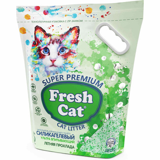 Впитывающий силикагелевый наполнитель с ароматом "Летняя прохлада", 5л Fresh cat