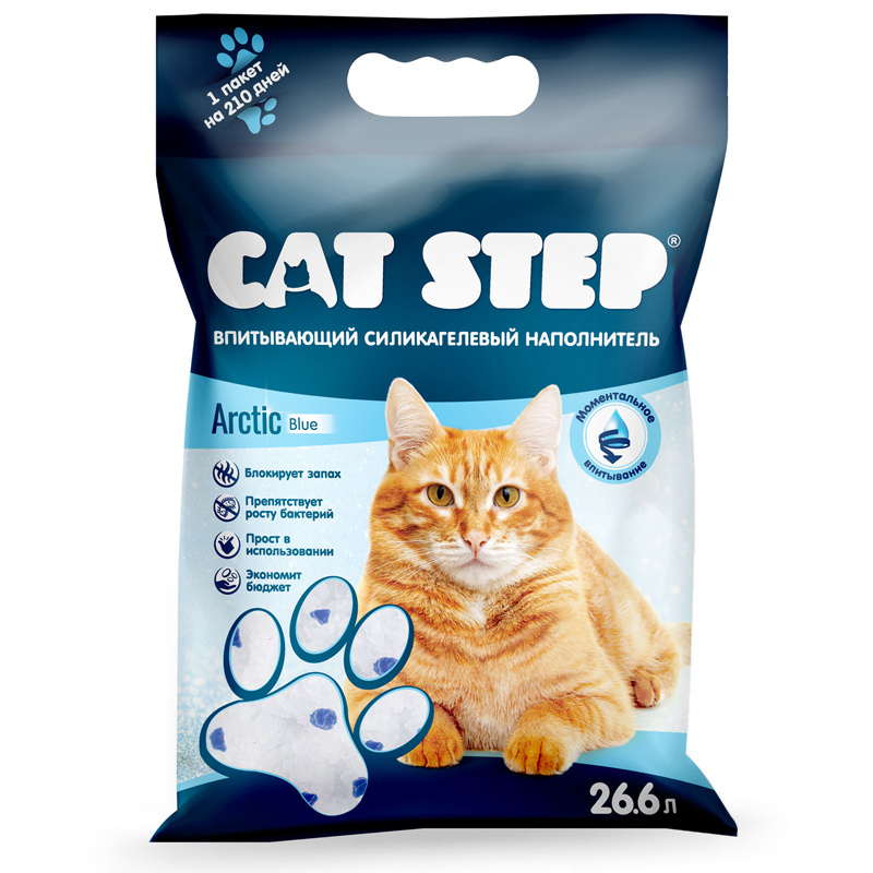 Cat Step впитывающий  силикагелевый наполнитель, Arcticl Blue (12,4 кг) Cat Step впитывающий  силикагелевый наполнитель, Arcticl Blue (12,4 кг) - фото 1
