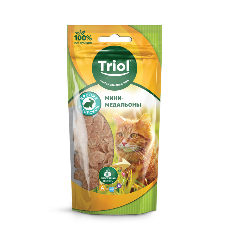 

Triol (лакомства) мини-медальоны из кролика с треской для кошек (40 г)