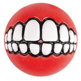 Мяч с принтом зубы и отверстием для лакомств GRINZ, красный