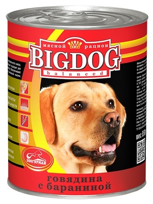 Консервы для собак "BIG DOG" говядина с бараниной Зоогурман