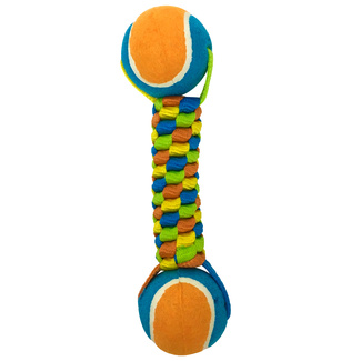 Игрушка для собак, плетенка с двумя теннисными мячами