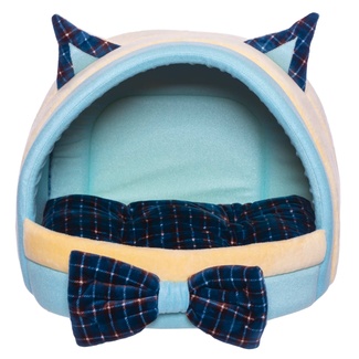 Домик-лежанка для кошек "Мята" с бантиком и съемной подушкой