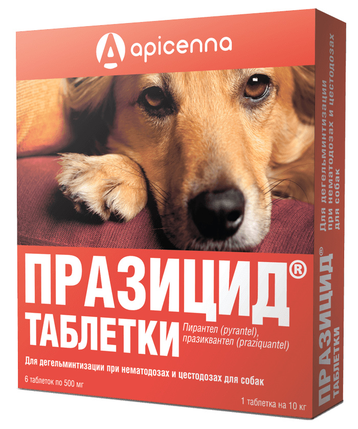 Apicenna празицид от глистов для собак, 6 таблеток, празиквантел (10 г)