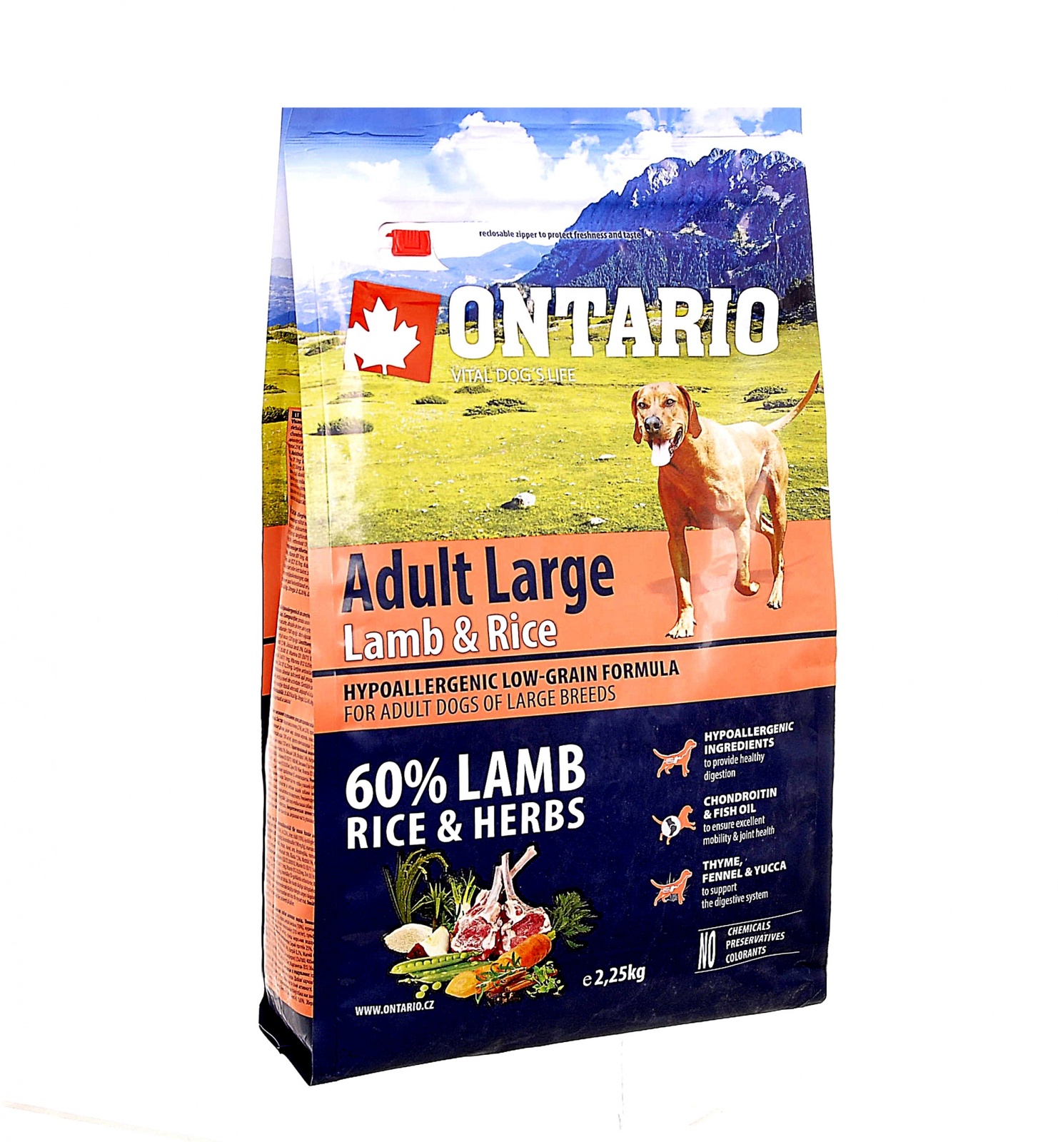 Для собак крупных пород с ягненком, индейкой и рисом (2,25 кг) Ontario Для собак крупных пород с ягненком, индейкой и рисом (2,25 кг) - фото 1