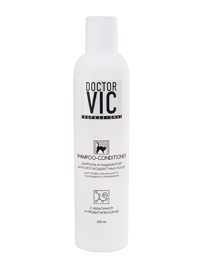 

Doctor Vic шампунь-кондиционер с кератином и провитамином B5 для короткошерстных кошек (280 г)