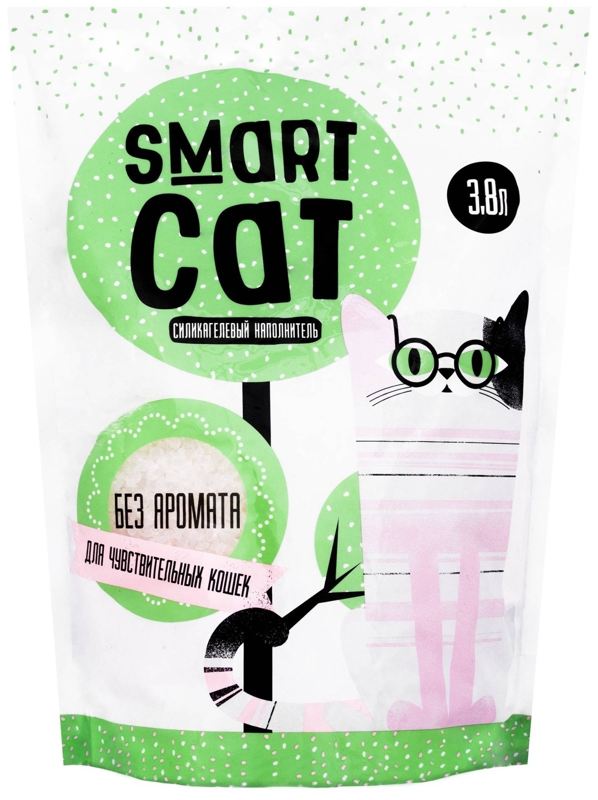 Силикагелевый наполнитель для чувствительных кошек, без аромата (3,32 кг) Smart Cat наполнитель