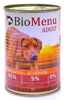 Консервы для собак говядина и ягненок BioMenu