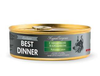 Гипоаллергенные консервы "Индейка и кролик", для собак всех пород Best Dinner