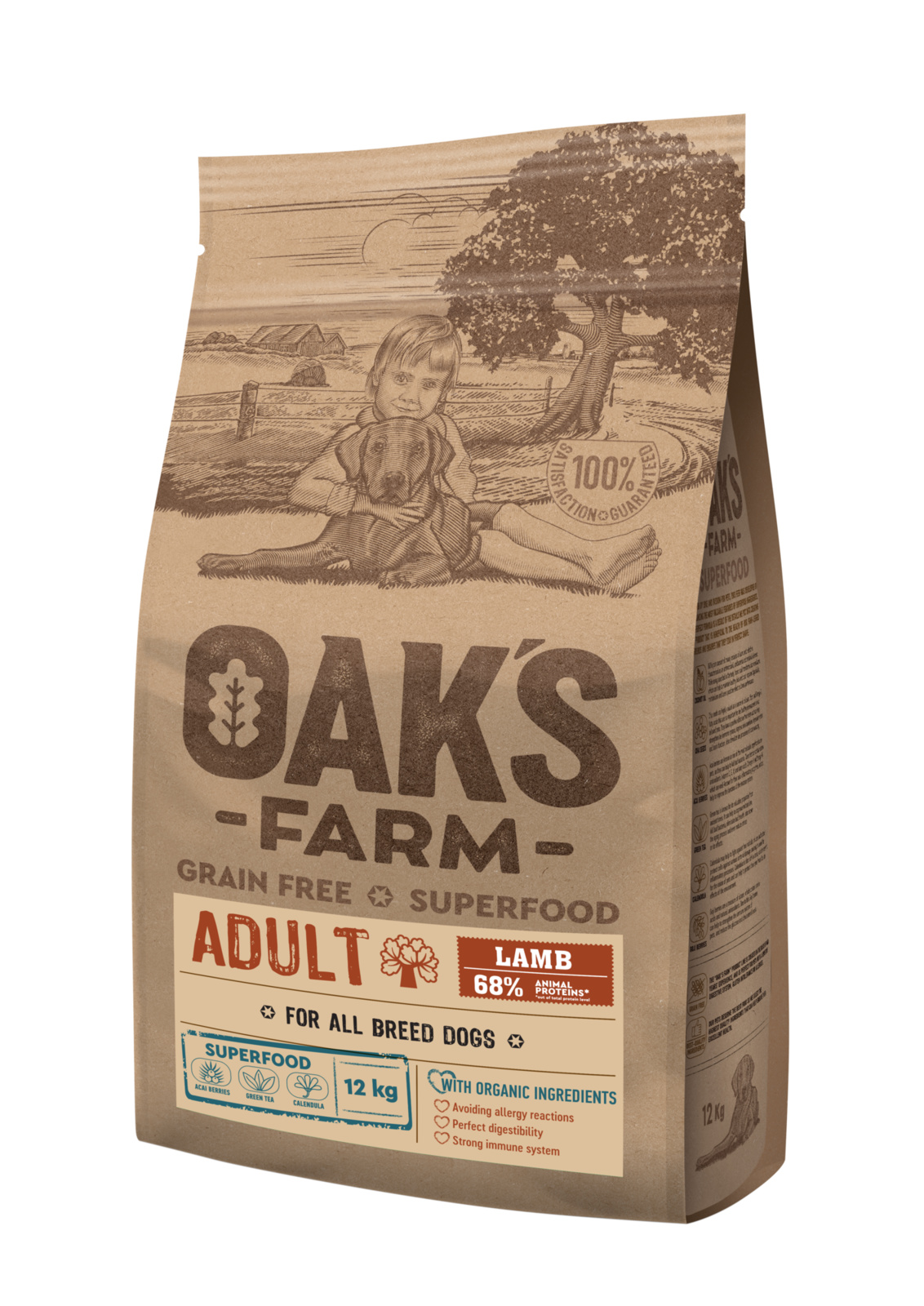 

Корм OAKS FARM беззерновой, для собак всех пород, с ягнёнком (2 кг)