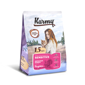 Сухой корм для кошек с чувствительным пищеварением с индейкой Karmy