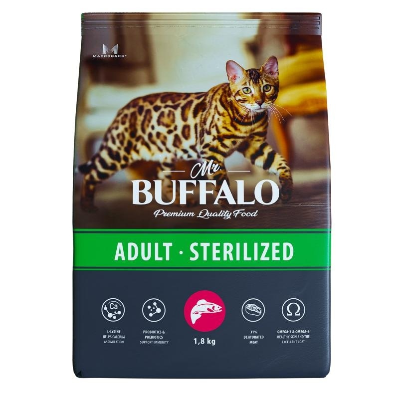 Mr.Buffalo сухой корм с лососем для стерилизованных котов и кошек (400 г) Mr.Buffalo сухой корм с лососем для стерилизованных котов и кошек (400 г) - фото 1