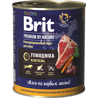  Premium by Nature консервы с говядиной и печенью для собак Brit