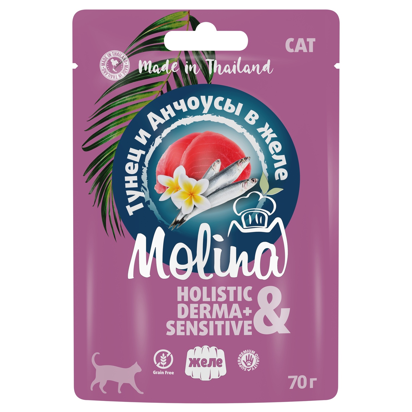 Molina пауч для кошек с тунцом и анчоусами в желе (70 г) Molina пауч для кошек с тунцом и анчоусами в желе (70 г) - фото 1