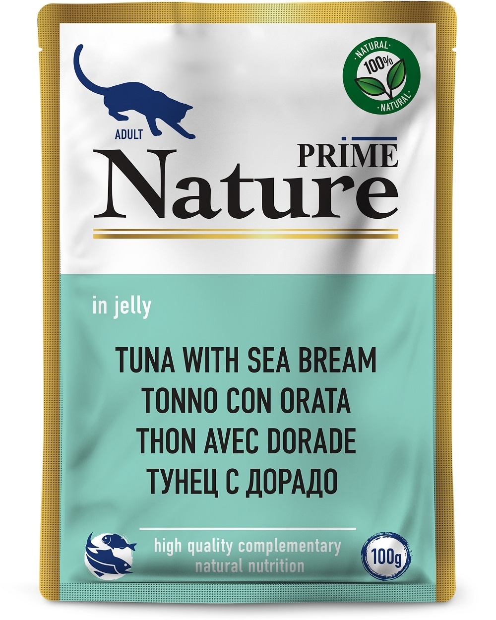 Prime Nature паучи для кошек: тунец с дорадо в желе (100 г) Prime Nature паучи для кошек: тунец с дорадо в желе (100 г) - фото 1