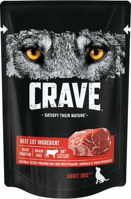 полнорационный консервированный корм для взрослых собак всех пород, с говядиной Crave