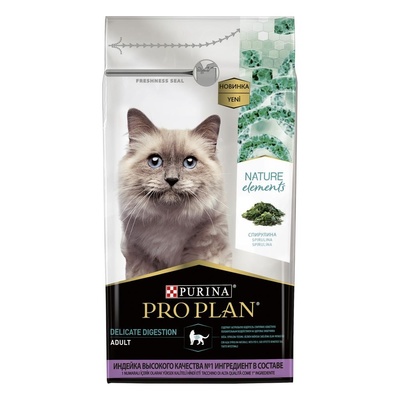 Корм Purina Pro Plan Nature Elements для кошек с чувствительным пищеварением,  с индейкой, корм для кошек для пищеварения, корм для котов для пищеварения,  сухой корм для кошек для пищеварения, Чувствительный желудок (кишечник),