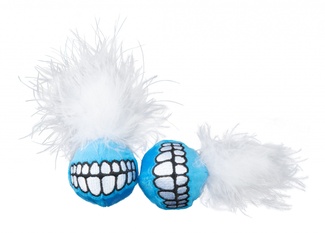 Игрушка для кошек: плюшевые мячики Grinz с кошачьей мятой, синие