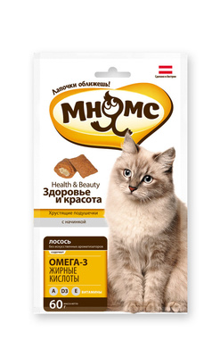 Хрустящие подушечки с лососем для кошек &quot;Здоровье и красота&quot;