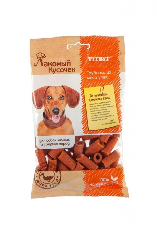 

TiTBiT лакомый кусочек: трубочки из утки (80 г)