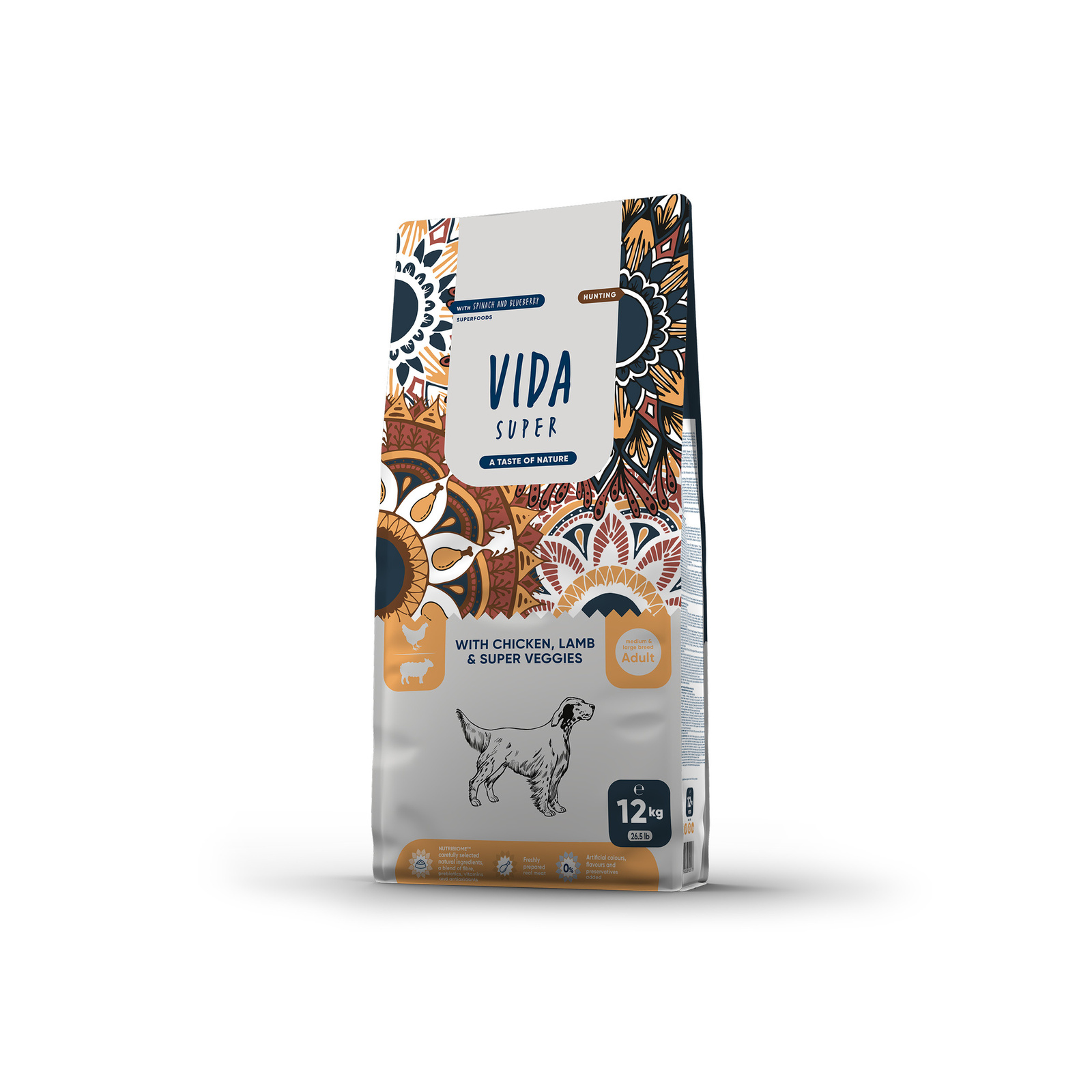 VIDA Super корм для взрослых собак средних и крупных пород с курицей, ягненком и овощами (2 кг)