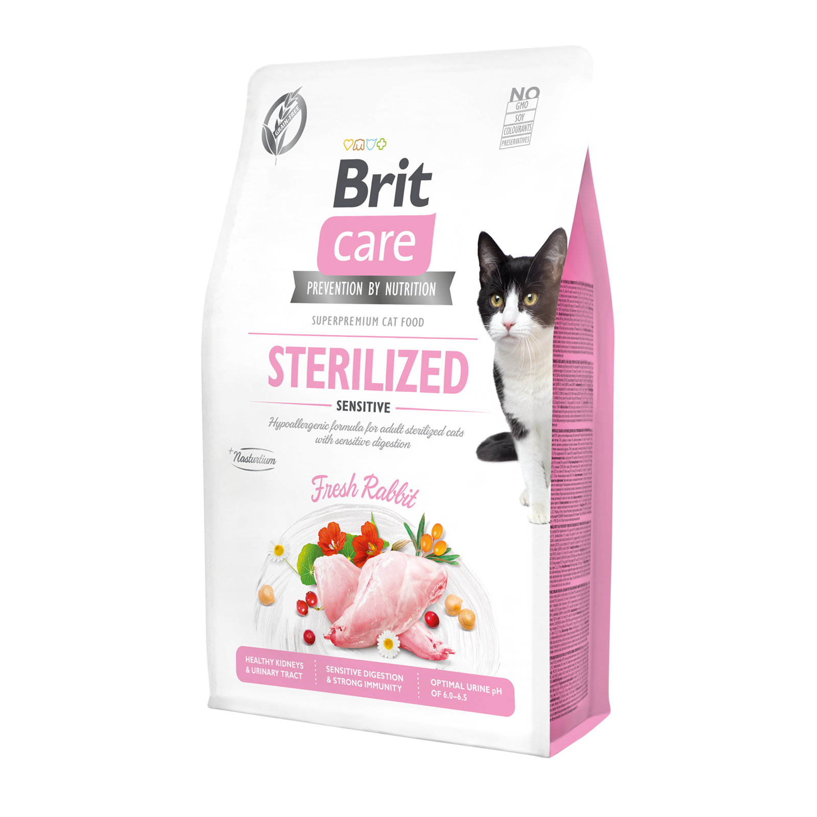 Корм Brit care гипоаллергенный, со свежим мясом кролика для взрослых стерилизованных кошек с чувствительным пищеварением (7 кг) Brit - фото 1