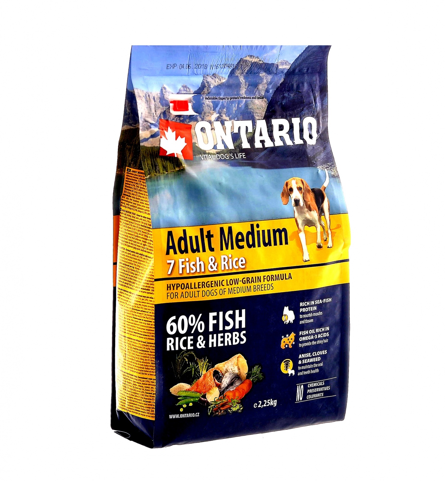 Корм Ontario для собак, с 7 видами рыб и рисом (750 г) Ontario Корм Ontario для собак, с 7 видами рыб и рисом (750 г) - фото 1