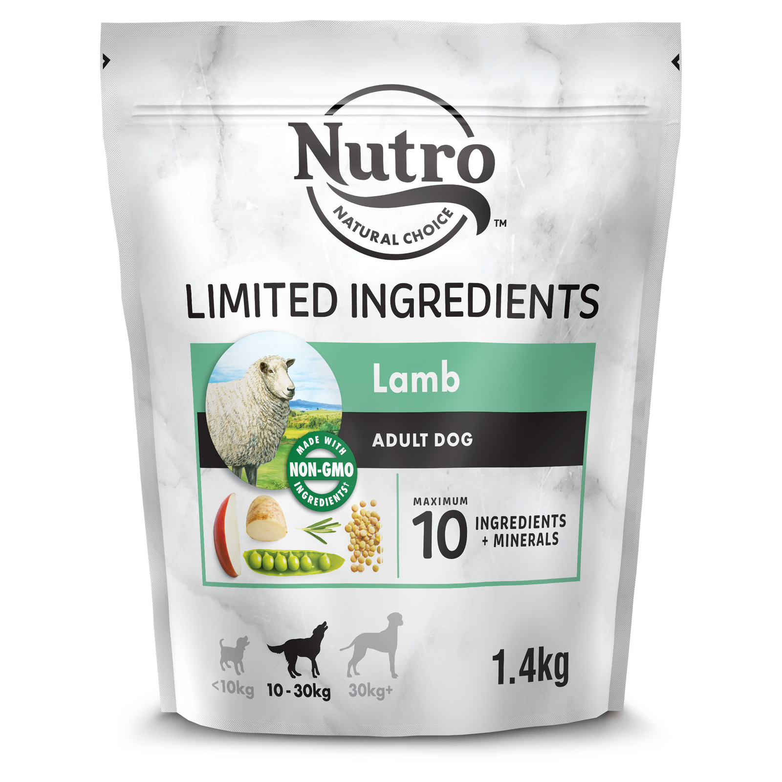 Корм Nutro полнорационный, для взрослых собак с чувствительным пищеварением, с ягнёнком и экстрактом розмарина (9,5 кг) Nutro - фото 1