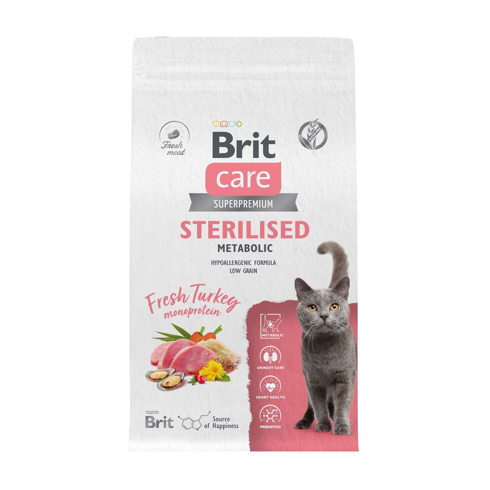 Brit Care сухой корм с индейкой для стерилизованных кошек (400 г)