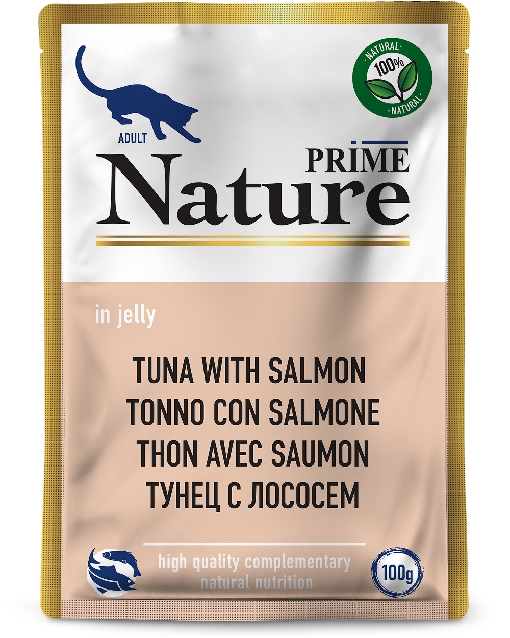 Prime Nature паучи для кошек: тунец с лососем в желе (100 г) Prime Nature паучи для кошек: тунец с лососем в желе (100 г) - фото 1
