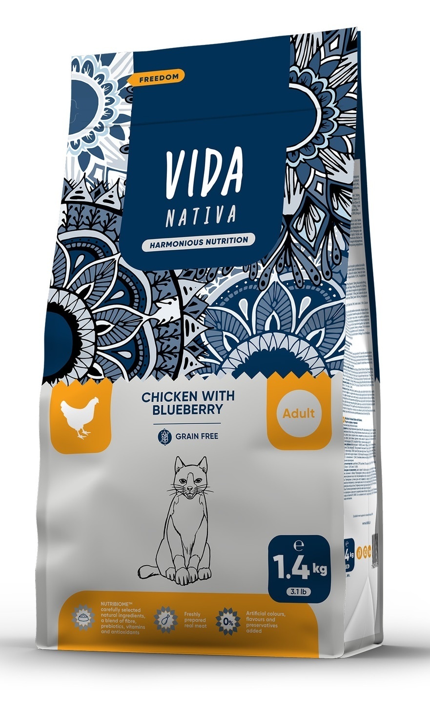 VIDA Nativa корм для взрослых кошек с курицей и черникой, Vida Nativa |  Petshop.ru