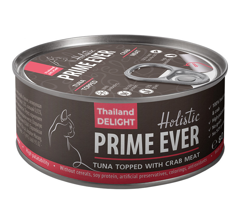 Prime Ever консервы для для кошек Тунец с крабом в желе (80 г) Prime Ever консервы для для кошек Тунец с крабом в желе (80 г) - фото 1