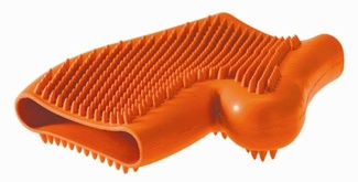 Резиновая перчатка для вычесывания шерсти, оранжевая