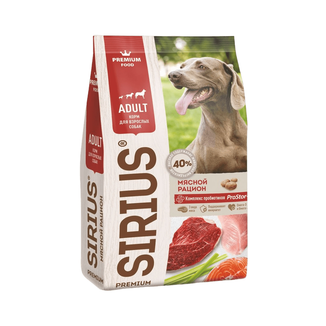 Sirius сухой корм для собак, мясной рацион (15 кг)