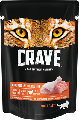 полнорационный консервированный корм для взрослых кошек, с курицей Crave