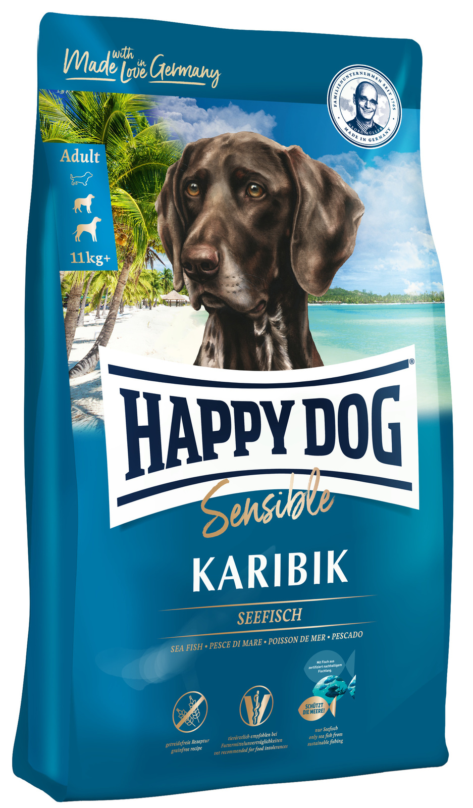 

Сухой корм для собак весом от 10 кг Happy Dog "Карибик" с морской рыбой (4 кг)